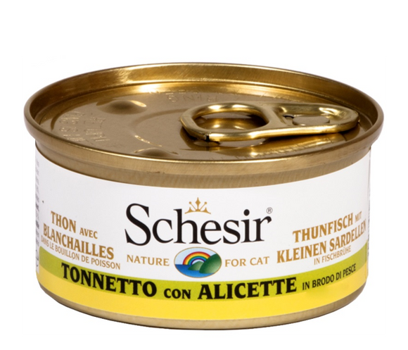 Schesir - Alimento per gatti - Tonnetto con alicette in brodo di pesce 70gr