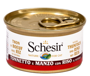 Schesir - Alimento per gatti - Tonnetto e filetti di manzo con riso al naturale 85gr