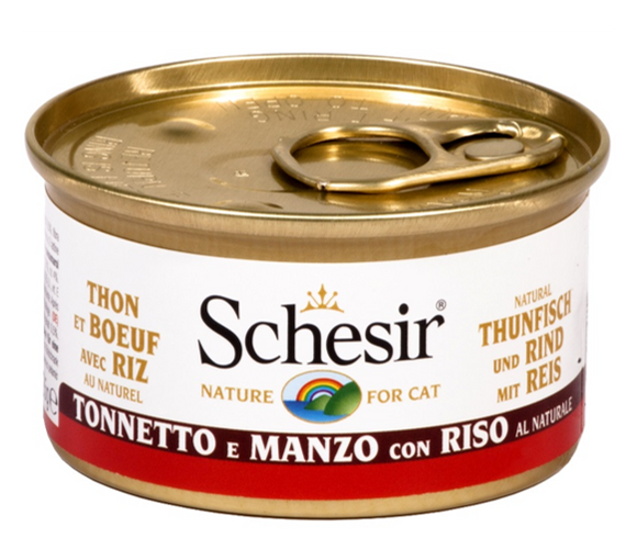 Schesir - Alimento per gatti - Tonnetto e filetti di manzo con riso al naturale 85gr