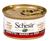 Schesir - Alimento per gatti - Tonnetto e filetti di manzo con riso al naturale 85gr
