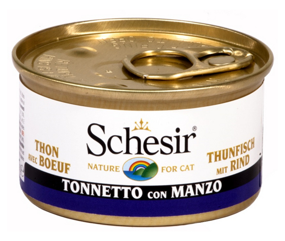 Schesir - Alimento per gatti - Tonnetto con filetti di manzo 85gr