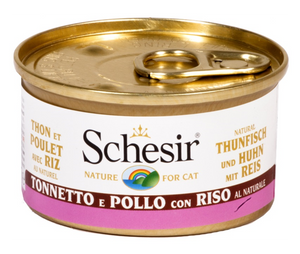 Schesir - Alimento per gatti - Tonnetto e filetti di pollo con riso al naturale 85gr