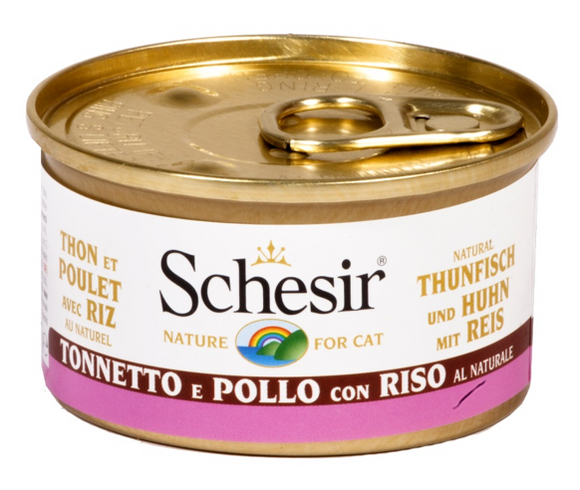 Schesir - Alimento per gatti - Tonnetto e filetti di pollo con riso al naturale 85gr