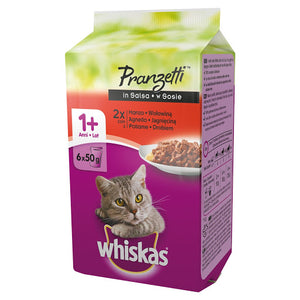 Whiskas - Alimento per gatti - Pranzetti Carni miste in salsa 1+ 6x50gr 4+2 omaggio